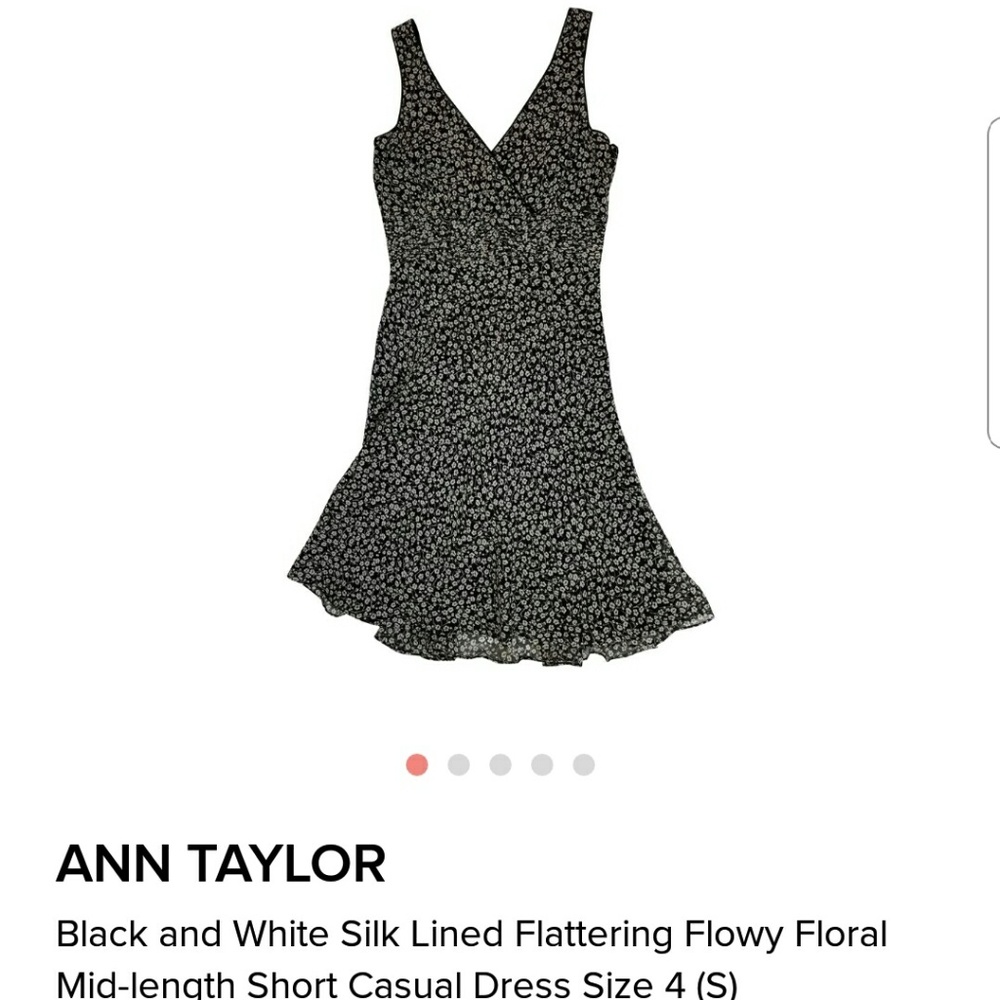 Ann Taylor B&W Silk Flattering Flowey Floral 4/S